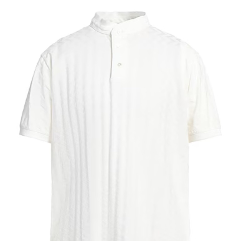 EMPORIO ARMANI Half Collar Patterned Polo (Size: SMALL) in White MSRP $325